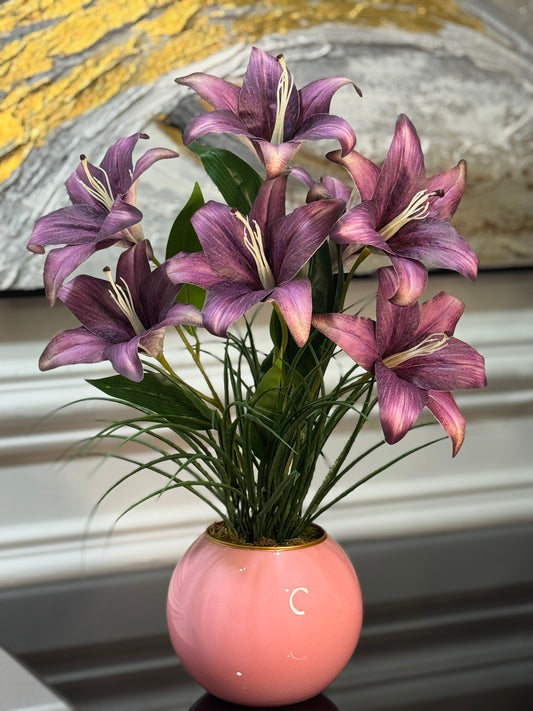 Yapay Lilyum Tanzimli Cam Vazo No:1