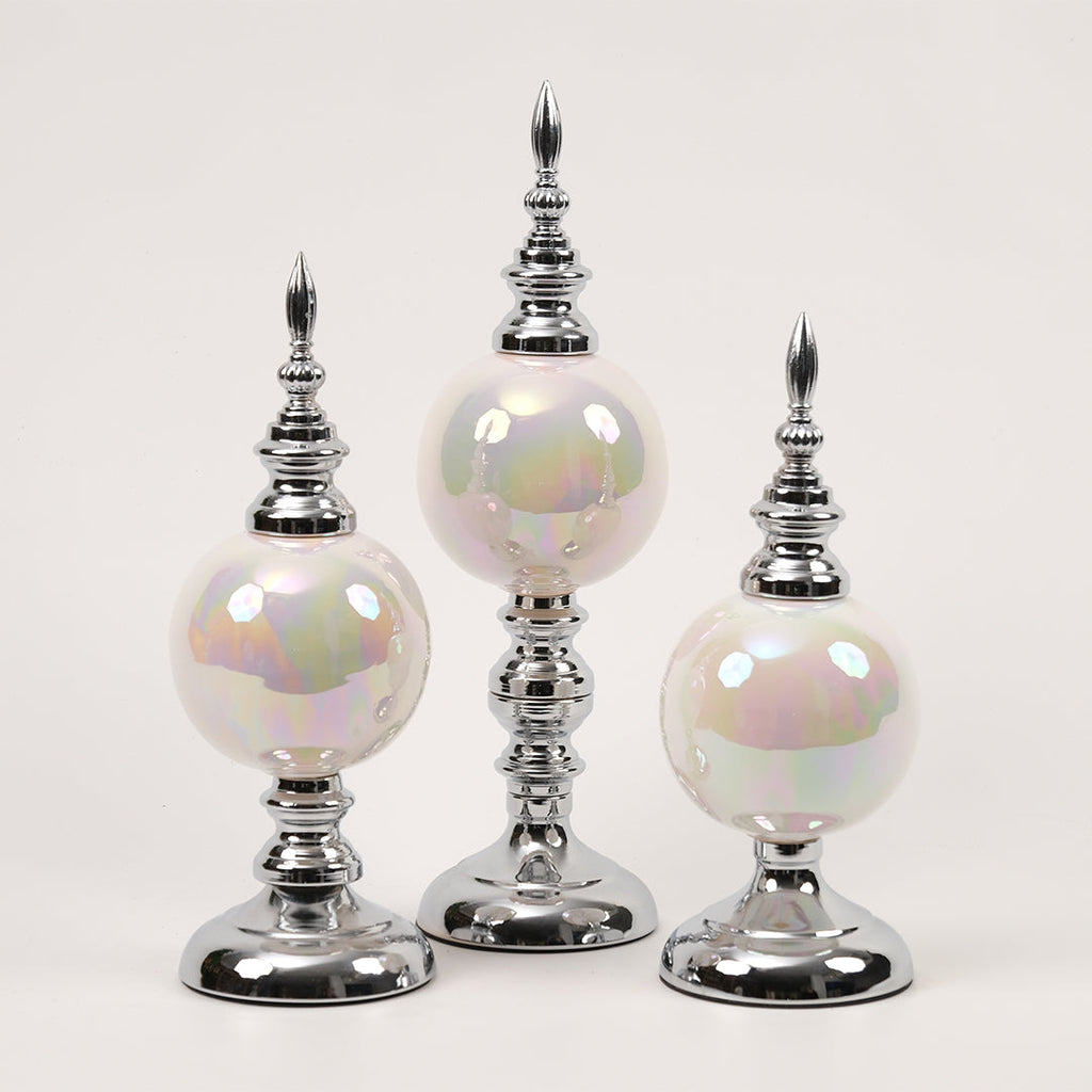 3'lü Alem Dekor Beyaz Gümüş