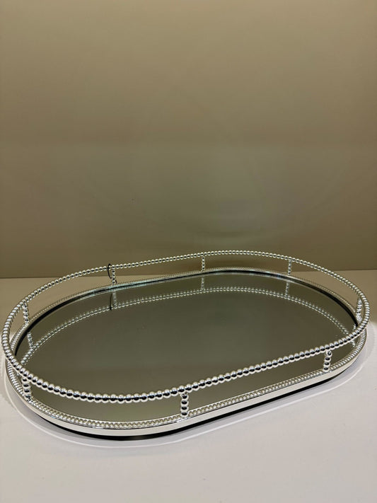 Gümüş  Aynalı Oval Tepsi