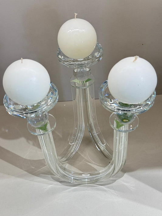 Kristal Şamdan Üç Kollu Şeffaf