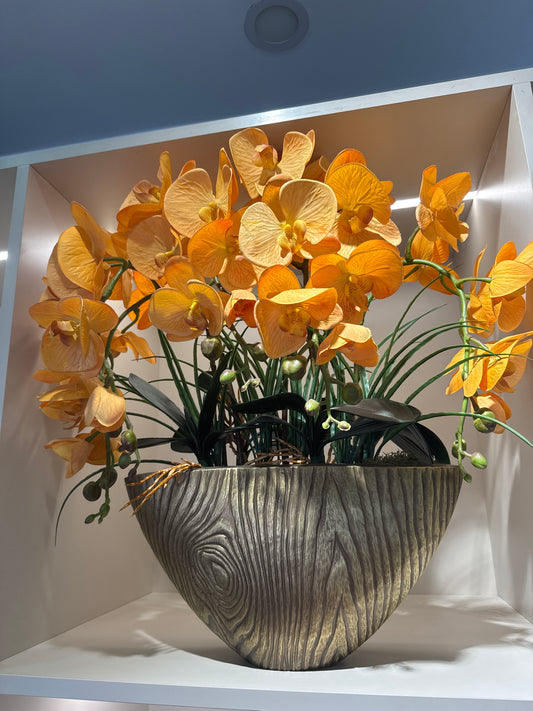 İthal Döküm Vazo Islak Dokulu İthal Orkideli