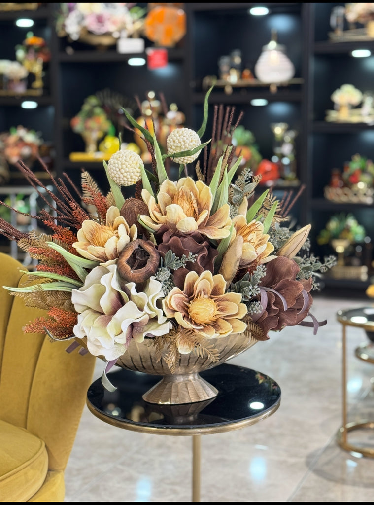 İthal Çiçek Tanzimli Antik Döküm Gondol Vazo