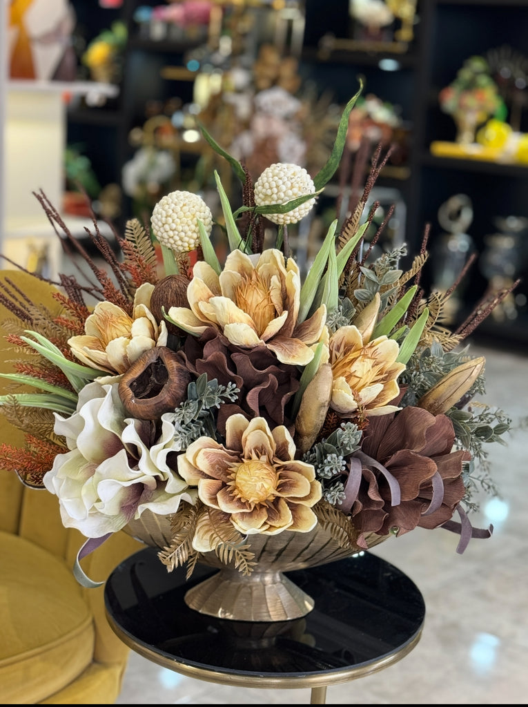 İthal Çiçek Tanzimli Antik Döküm Gondol Vazo