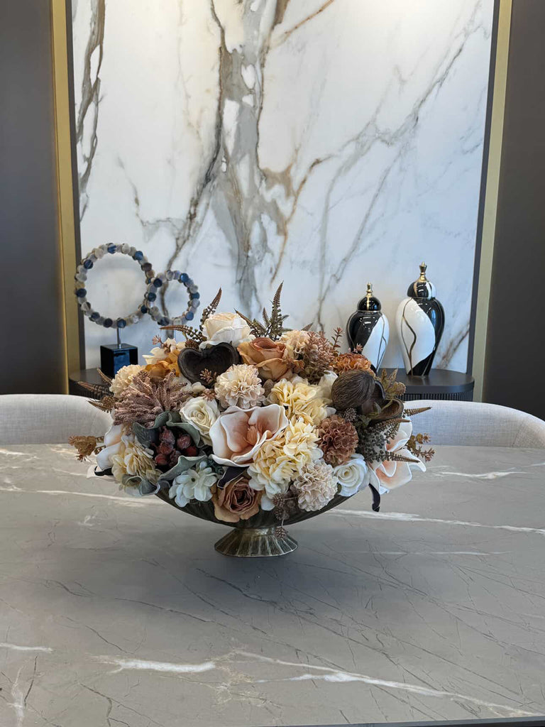 İthal Güllü Tanzimli Antik Döküm Gondol Vazo