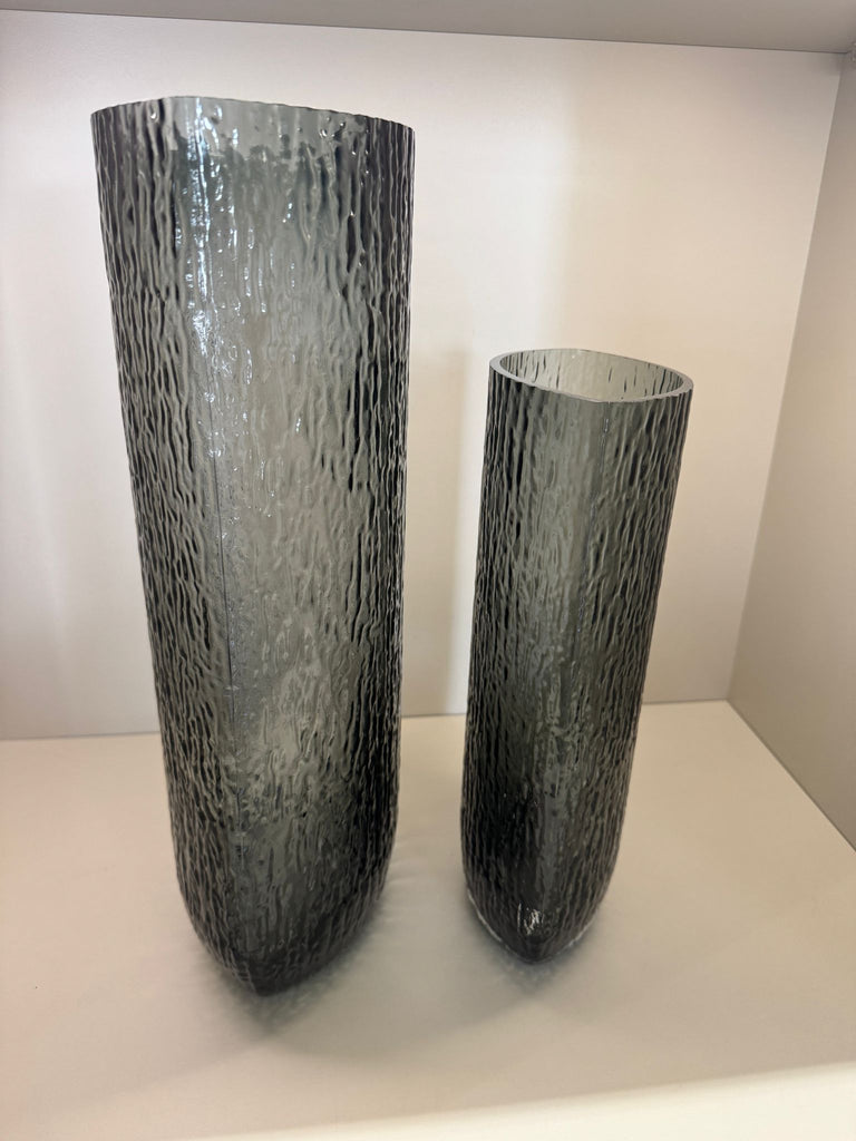 İthal İkili Iced Cam Vazo Füme