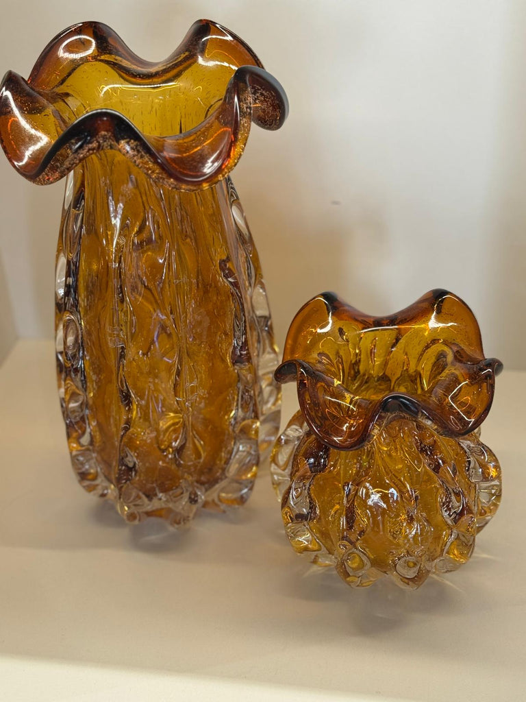 İthal İkili Solea Cam Vazo Amber