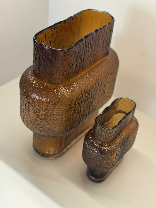 İthal İkili Viora Cam Vazo Amber