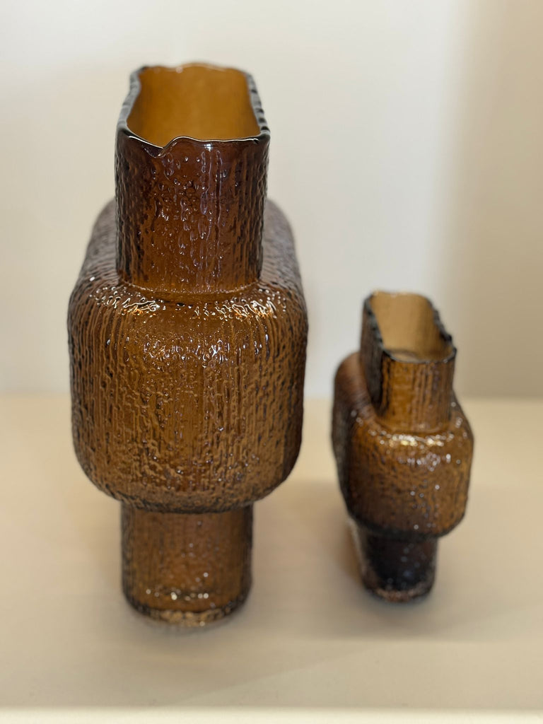 İthal İkili Viora Cam Vazo Amber