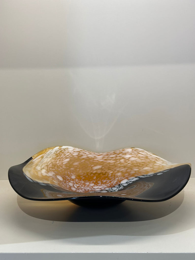 Dekoratif Cam Tabak Amber Siyah