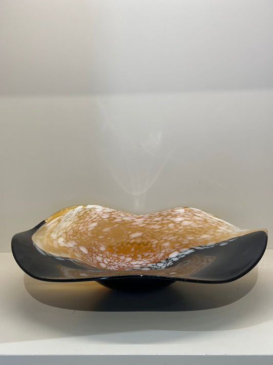 Dekoratif Cam Tabak Amber Siyah