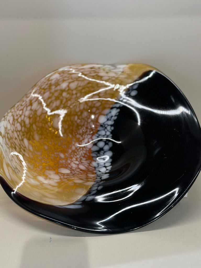 Dekoratif Cam Tabak Amber Siyah