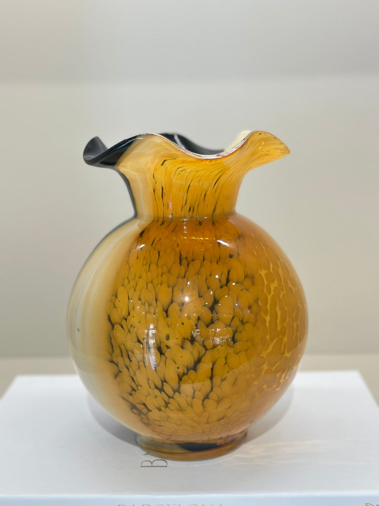 Dekoratif Cam Tombul Vazo Amber Siyah