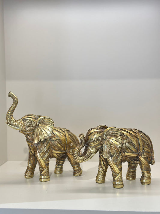 Dekoratif İkili Gold Fil Biblo