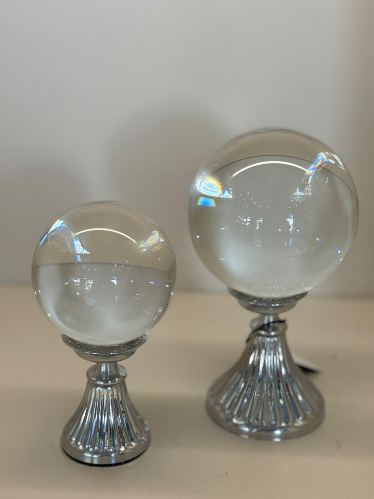 İkili İthal Kristal Küre Gümüş Ayaklı