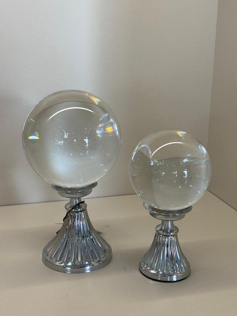 İkili İthal Kristal Küre Gümüş Ayaklı