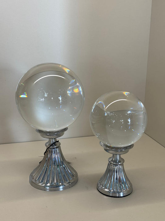 İkili İthal Kristal Küre Gümüş Ayaklı