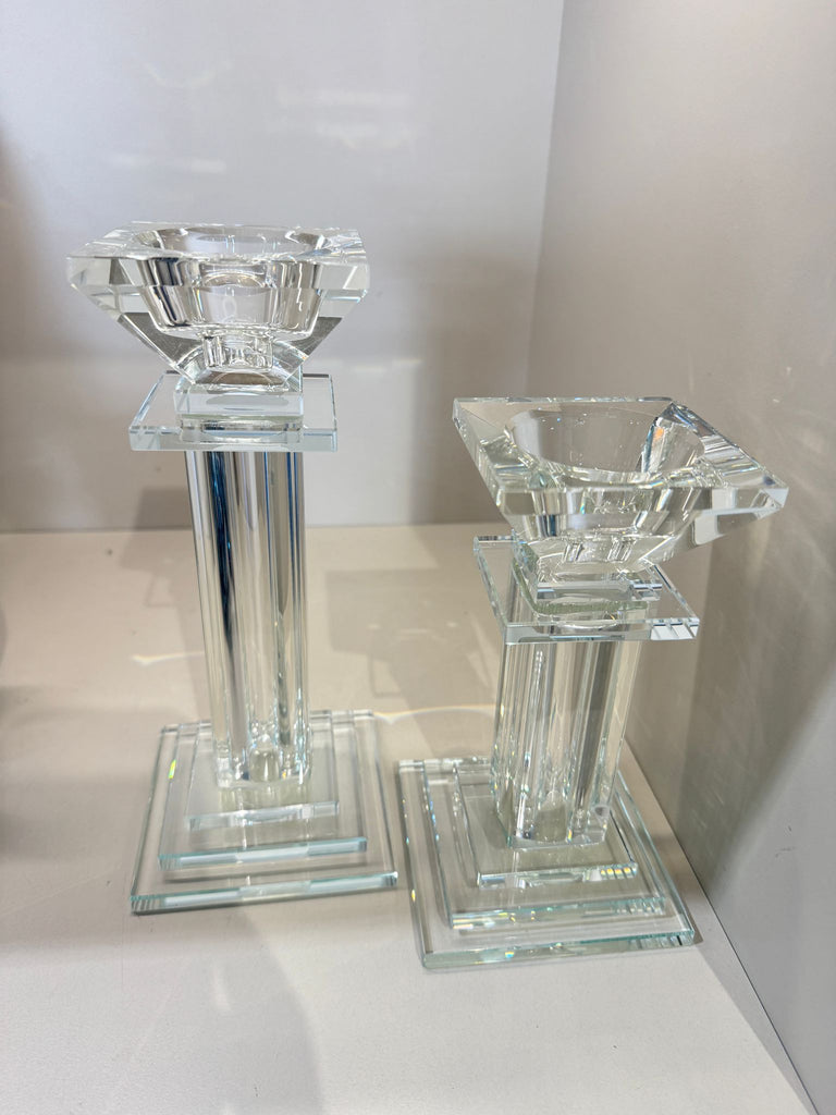 Şeffaf Kristal Mumluk İkili (Ara Boy)