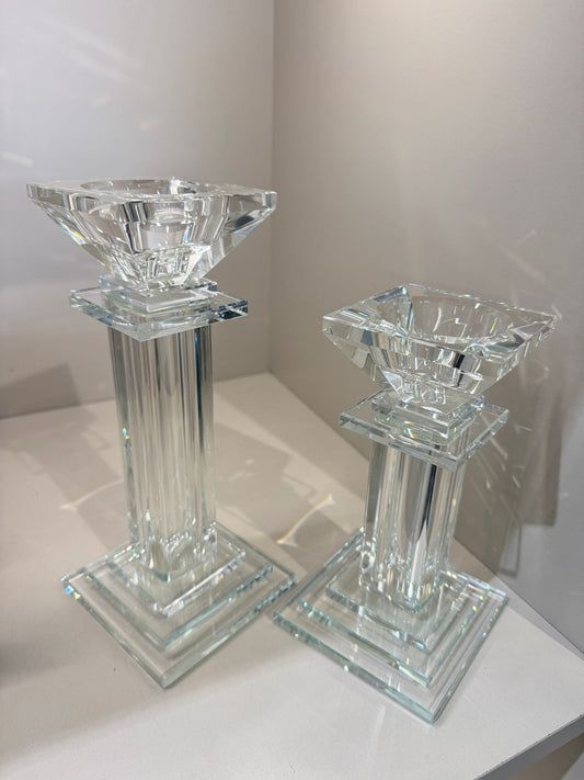 Şeffaf Kristal Mumluk İkili (Ara Boy)