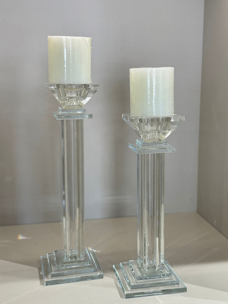 Şeffaf Kristal Mumluk İkili (Büyük Boy)