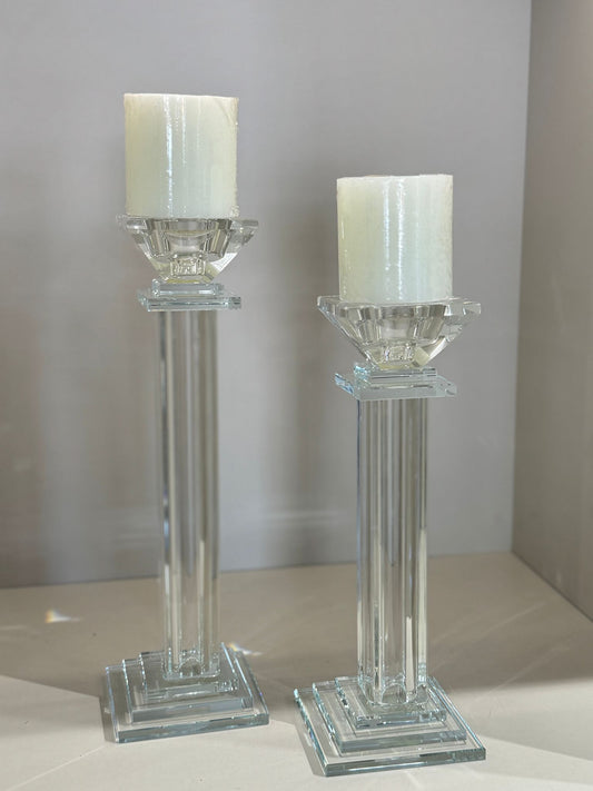 Şeffaf Kristal Mumluk İkili (Büyük Boy)
