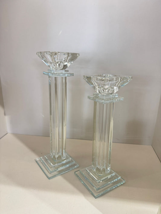 Şeffaf Kristal Mumluk İkili (Büyük Boy)