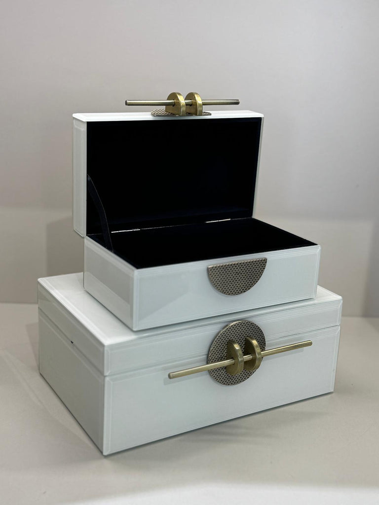 İkili Dekoratif Cam Kutu No:4 Bej Tokalı