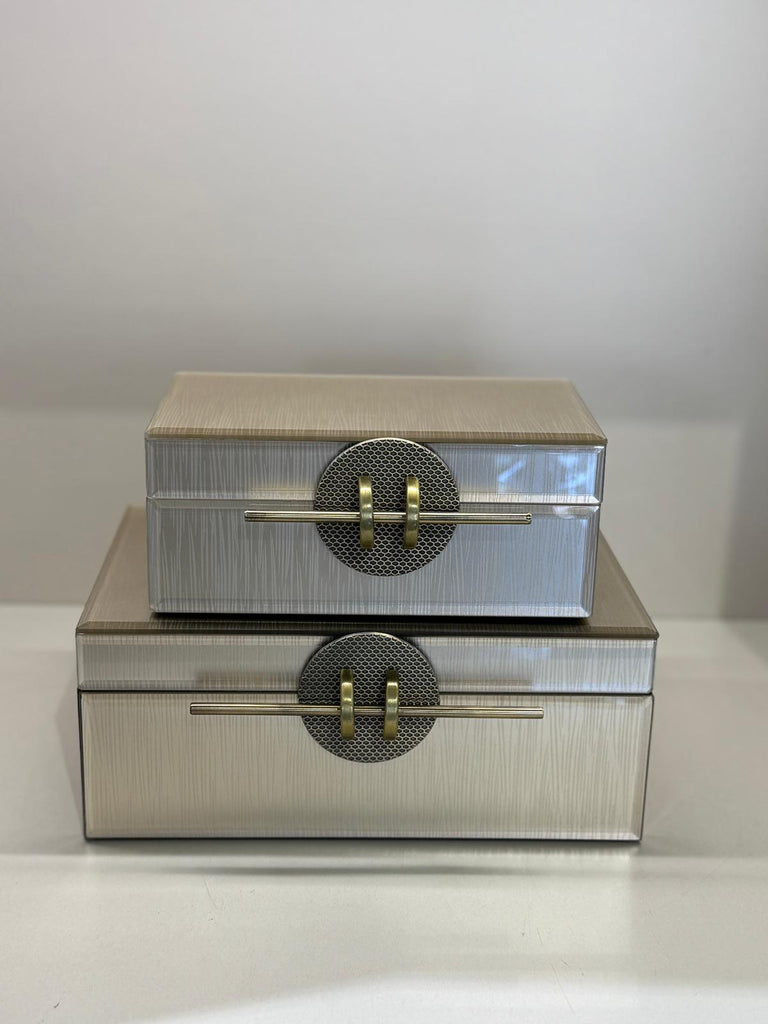 İkili Dekoratif Cam Kutu No:1  Vizon Tokalı