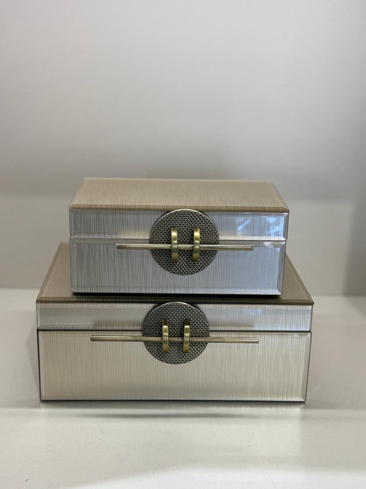 İkili Dekoratif Cam Kutu No:1  Vizon Tokalı