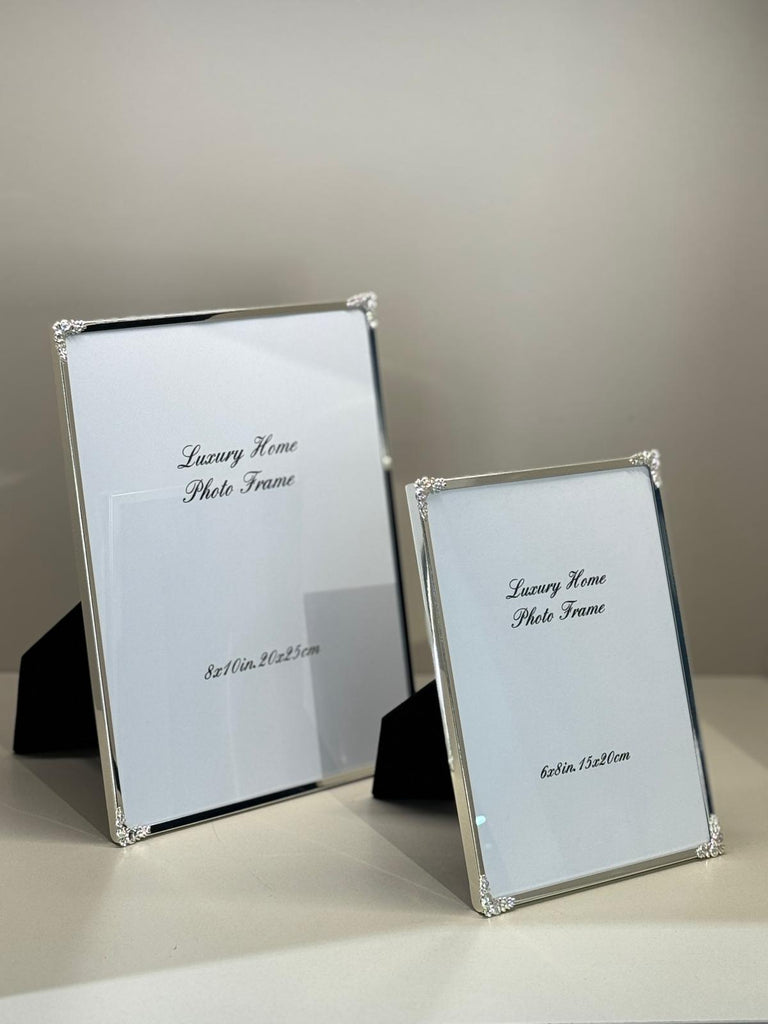 İthal İkili Resim Çerçevesi Gümüş Motifli