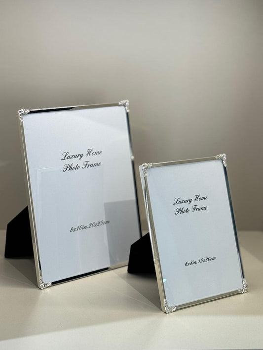 İthal İkili Resim Çerçevesi Gümüş Motifli