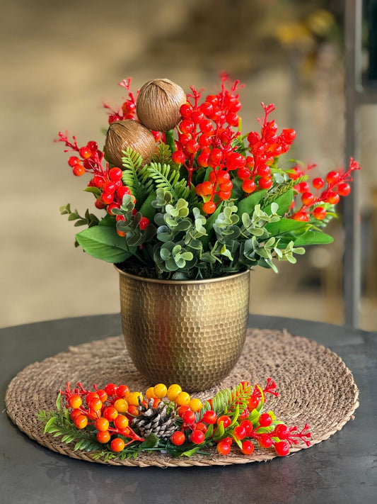 Yapay Turuncu Kokinalı Dövme Eskitme Vazo Supla Hediyeli