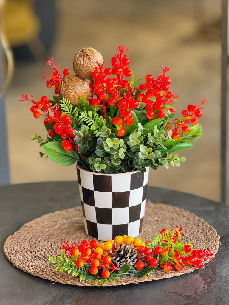 Yapay Turuncu Kokinalı Damalı Vazo Supla Hediyeli