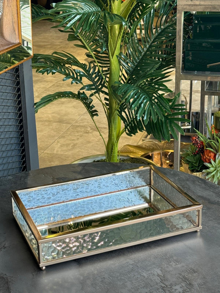 Goldrose Cam Kenarlı Dikdörtgen Tepsi