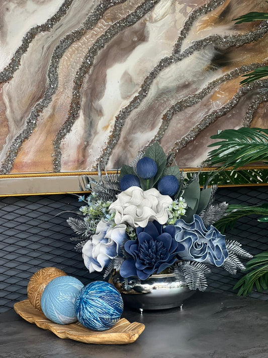 Yassı Vazo Ve Polyester Dekor Set No:3