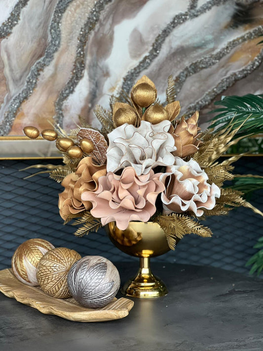 Yuvarlak Vazo Ve Polyester Dekor Set No:1