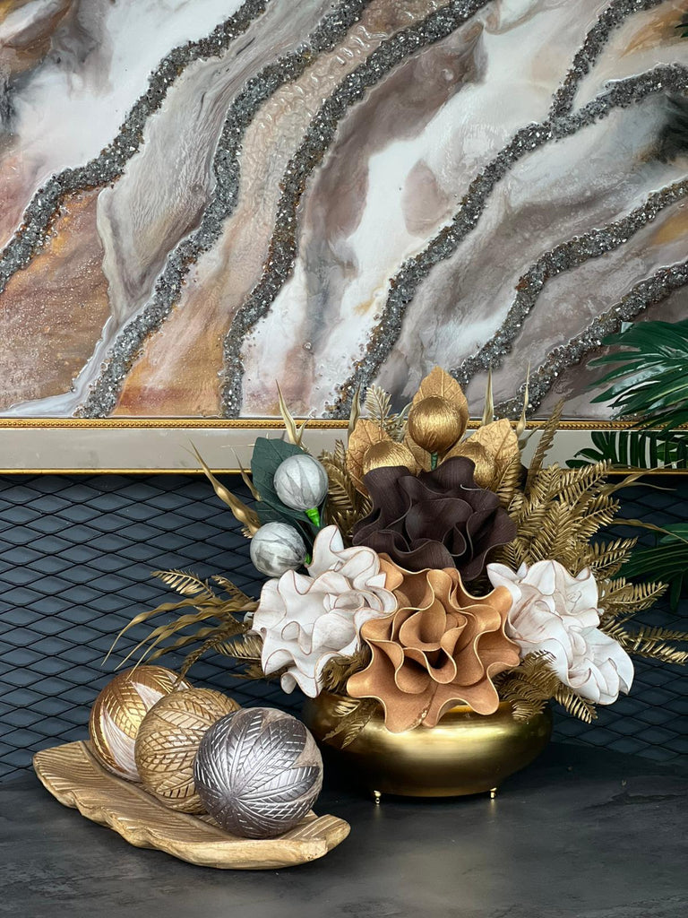 Yassı Vazo Ve Polyester Dekor Set No:2