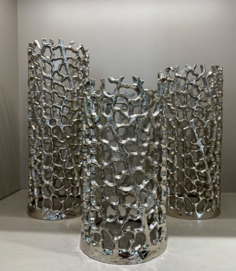 Döküm Delikli Mumluk Gümüş 3'lü Set