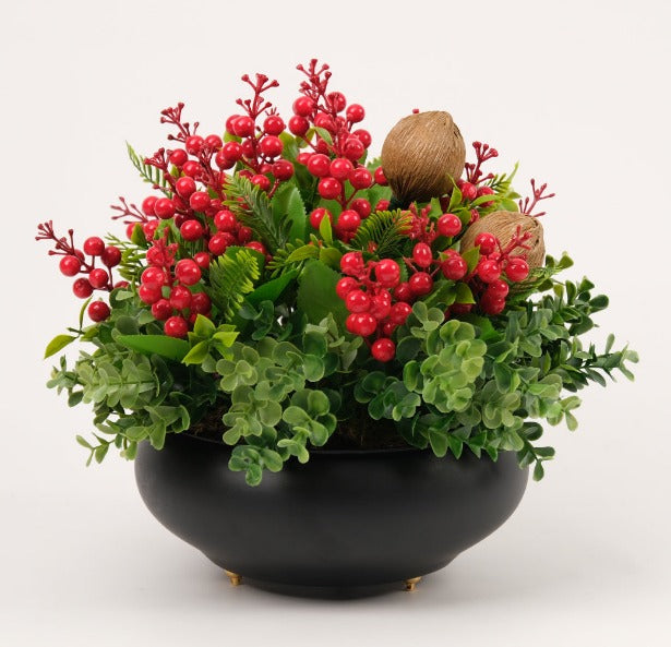 Kırmızı Kokinalı Siyah Yassı Vazo Kampanyalı