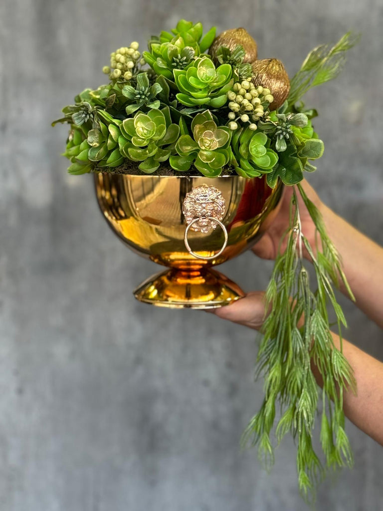 Kampanyalı Skulentli Ayaklı Vazo Gold