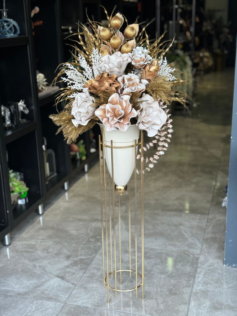 Yapay Çiçekli Büyük Mermi Vazo No:5