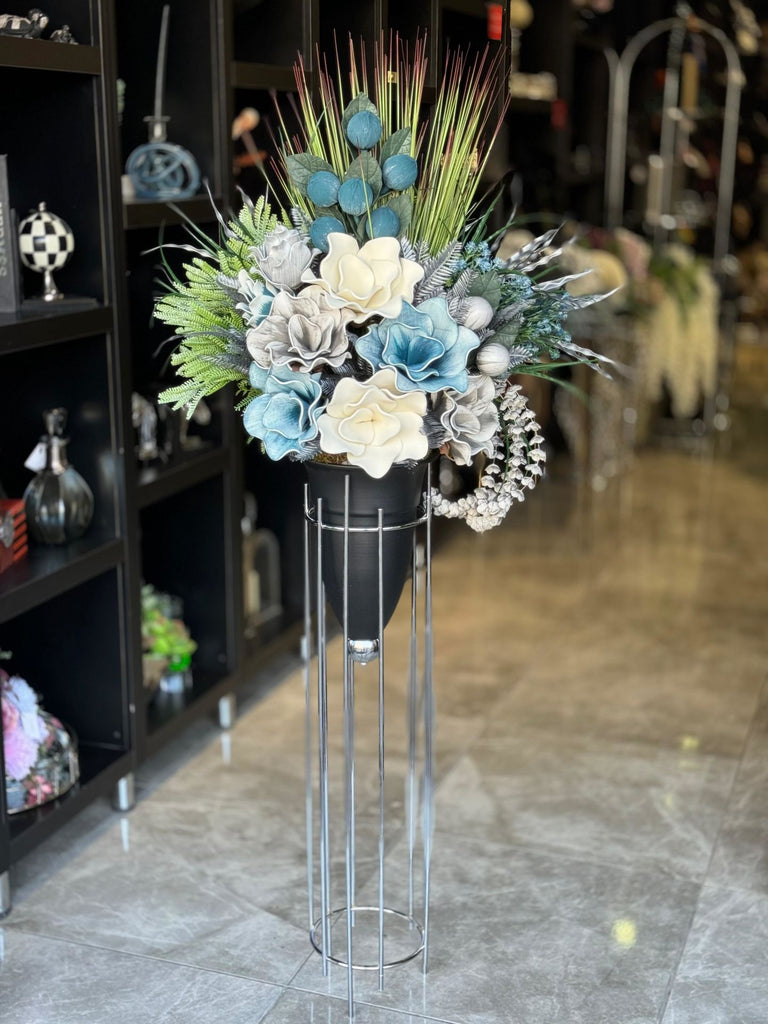 Yapay Çiçekli Büyük Mermi Vazo No:7