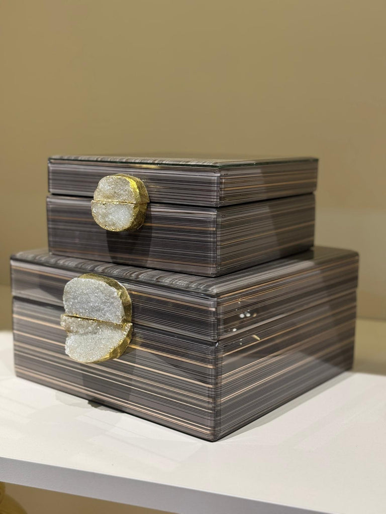 Dekoratif Cam Kutu İkili No:33