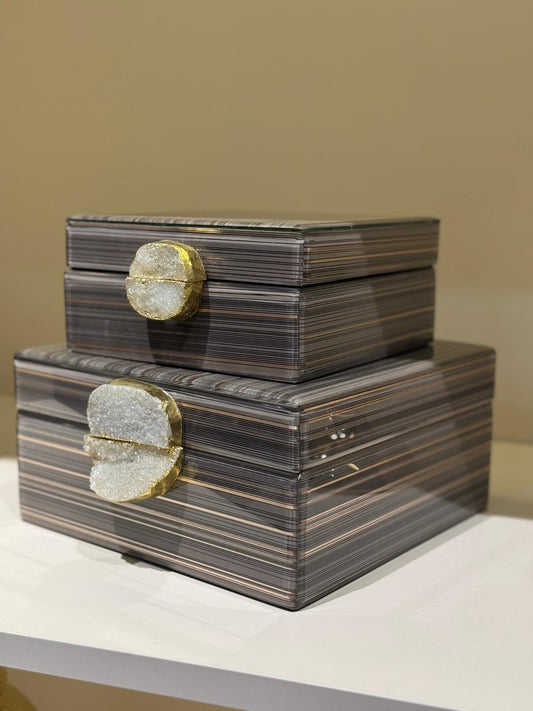 Dekoratif Cam Kutu İkili No:33