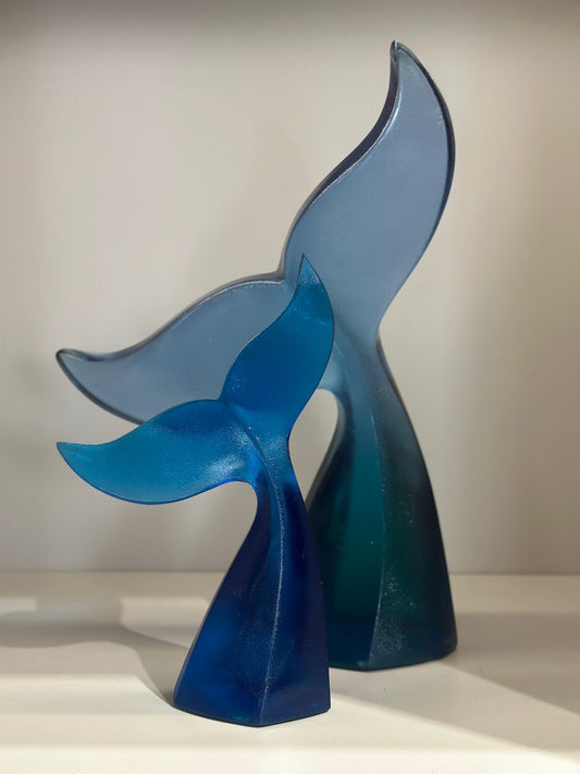 İkili Balina Kuyruğu Dekor Mavi