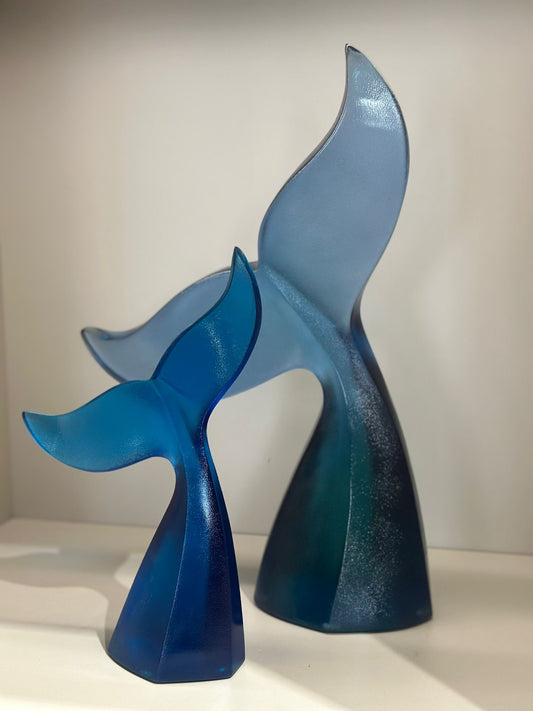 İkili Balina Kuyruğu Dekor Mavi