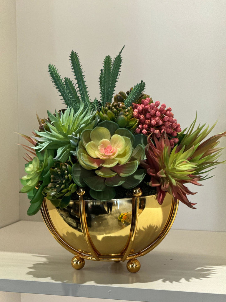 Yapay Sukulentli Düğmeli Vazo No:4