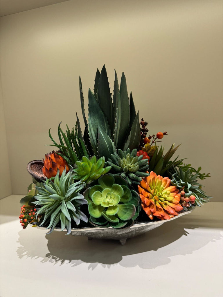 İthal Sukulentli Döküm Kayık Vazo No:1