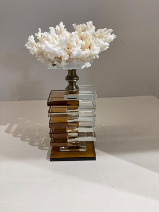 Kristal Kaideli Doğal Mercan Kahve - Şeffaf Kat Kat