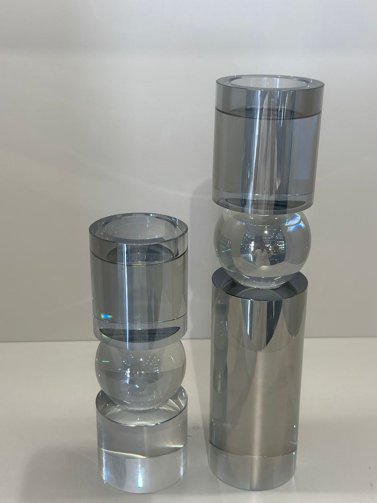 İkili Kristal Füme Renk Küreli İthal Şamdan