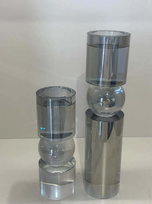 İkili Kristal Füme Renk Küreli İthal Şamdan